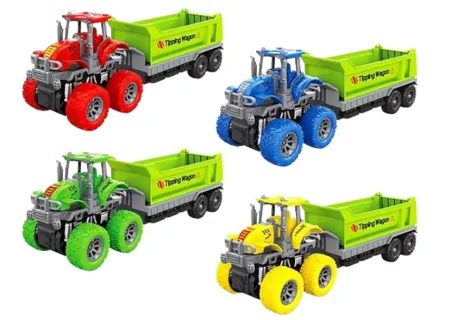 Kids Monster Racing Tractor Toy with Tipping Construction Wagon