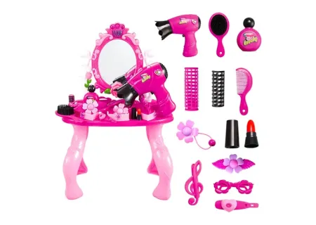 Children's Battery Powered Vanity Table with Mirror and Accessories