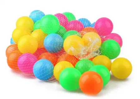 Mesh Bag of 50 Plastic Balls – 6.8cm Colorful Ball Pit Balls