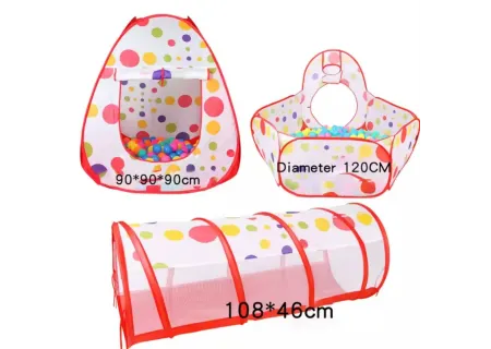 3-in-1 Kids Play Tent Set with Tunnel & Ball Pit – Portable Pop-Up Ten