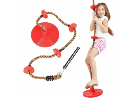 Durable Plastic Disc Tree Swing with Climbing Rope for Kids – Outdoor