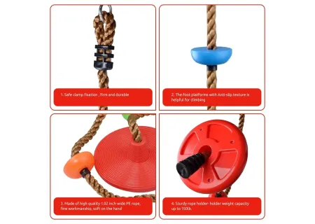 Durable Plastic Disc Tree Swing with Climbing Rope for Kids – Outdoor