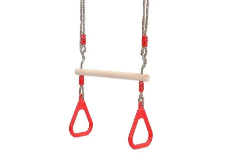 Multifunction Kids Adult Wood Trapeze Swing With Plastic Rings