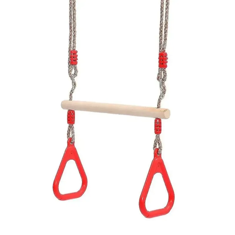 Multifunction Kids Adult Wood Trapeze Swing With Plastic Rings Multifunction Kids Adult Wood Trapeze Swing With Plastic Rings