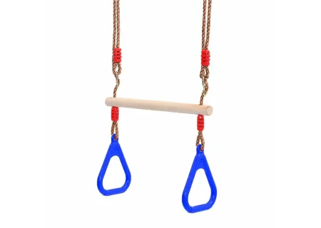 Multifunction Kids Adult Wood Trapeze Swing With Plastic Rings
