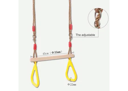 Multifunction Kids Adult Wood Trapeze Swing With Plastic Rings