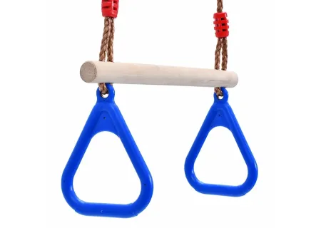 Multifunction Kids Adult Wood Trapeze Swing With Plastic Rings