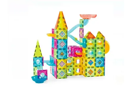 Kids Magnetic Tiles Marble Run - 139 Piece Set for Creative Building &