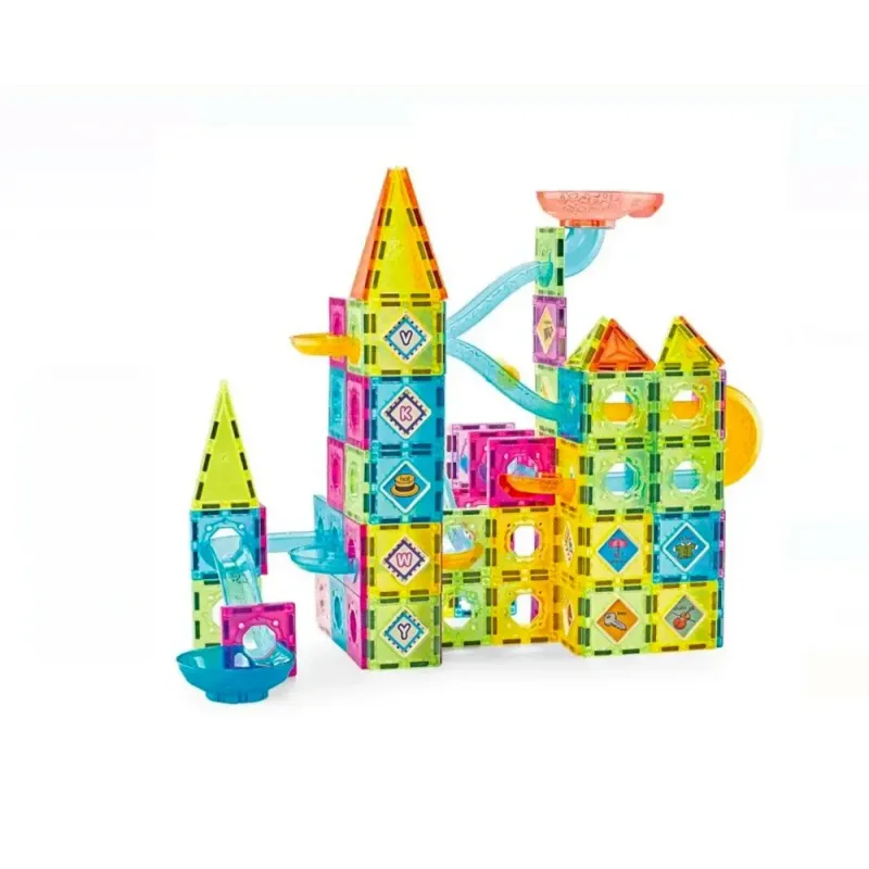 Kids Magnetic Tiles Marble Run - 139 Piece Set for Creative Building & Kids Magnetic Tiles Marble Run - 139 Piece Set for Creative Building &