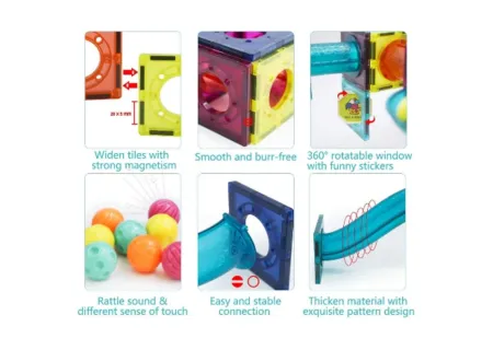 Kids Magnetic Tiles Marble Run - 139 Piece Set for Creative Building &