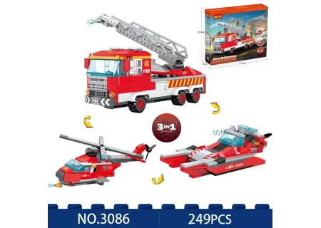 Cogo 3-in-1 Fire Rescue Blocks Set – 249pcs Building Toy for Kids