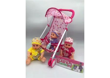 PBH Doll with Foldable Metal Stroller – Kids Role Play Toy