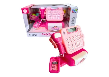 Battery Operated Toy Cash Register with Basket and Play Food