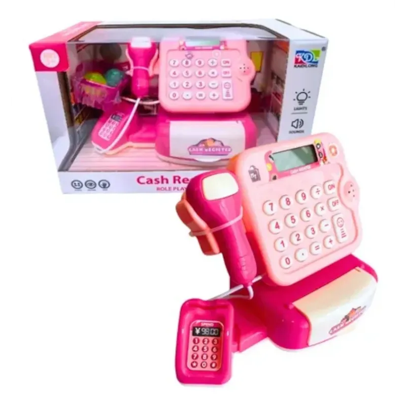 Battery Operated Toy Cash Register with Basket and Play Food Battery Operated Toy Cash Register with Basket and Play Food