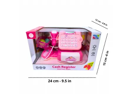 Battery Operated Toy Cash Register with Basket and Play Food