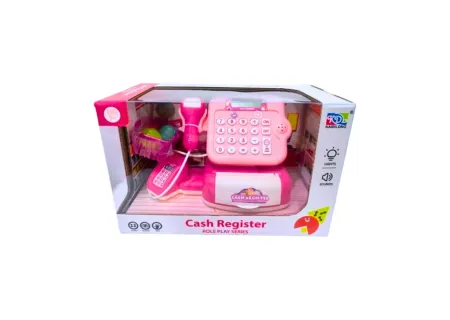 Battery Operated Toy Cash Register with Basket and Play Food