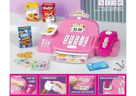 Light-Up Pink Cash Register Toy for Girls – Pretend Play Shop Till