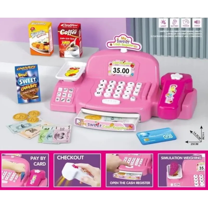 Light-Up Pink Cash Register Toy for Girls – Pretend Play Shop Till Light-Up Pink Cash Register Toy for Girls – Pretend Play Shop Till