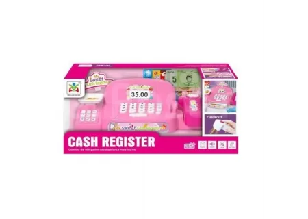 Light-Up Pink Cash Register Toy for Girls – Pretend Play Shop Till