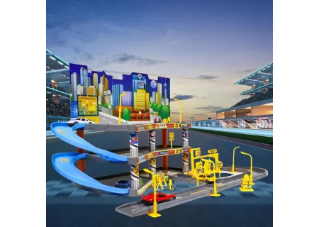 Multi-Level Toy Garage Playset for Boys & Girls – Interactive Car Park