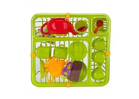 Tea Set in Dish Rack - Complete Playset for Kids' Tea Time