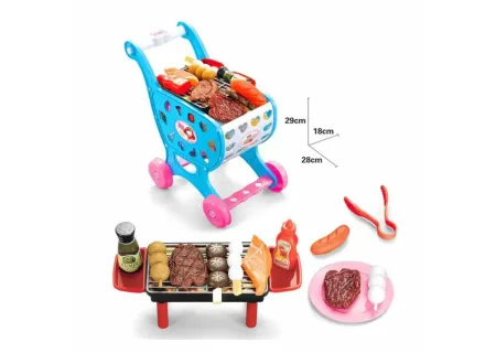Braai & Shopping Trolley Playset – 41-Piece BBQ & Grocery Toy Set for