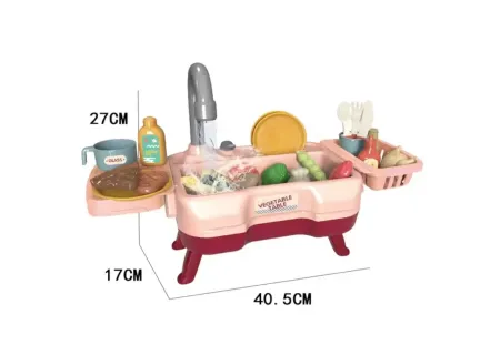 Kids Battery Operated Water Running Sink Toy with Accessories