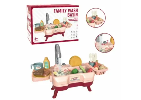Kids Battery Operated Water Running Sink Toy with Accessories