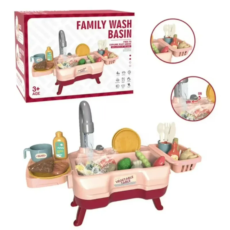 Kids Battery Operated Water Running Sink Toy with Accessories Kids Battery Operated Water Running Sink Toy with Accessories