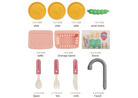Kids Battery Operated Water Running Sink Toy with Accessories