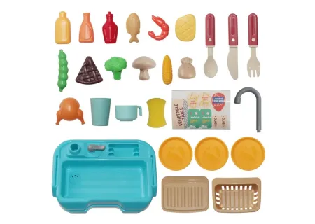 Kids Battery Operated Water Running Sink Toy with Accessories
