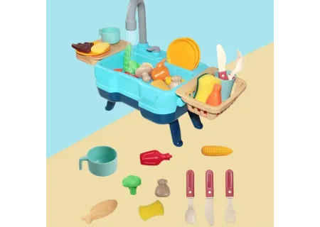 Kids Battery Operated Water Running Sink Toy with Accessories