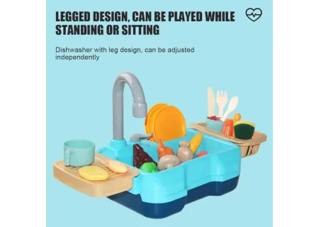 Kids Battery Operated Water Running Sink Toy with Accessories