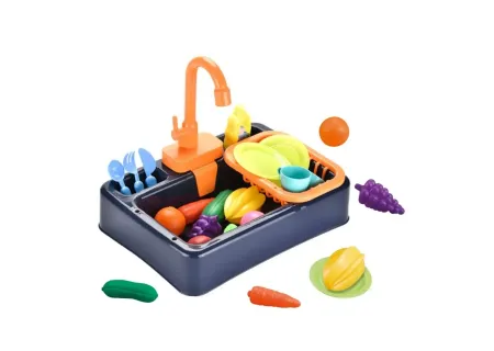 Kids Toy Kitchen Sink Playset with Accessories – Real Water Function &