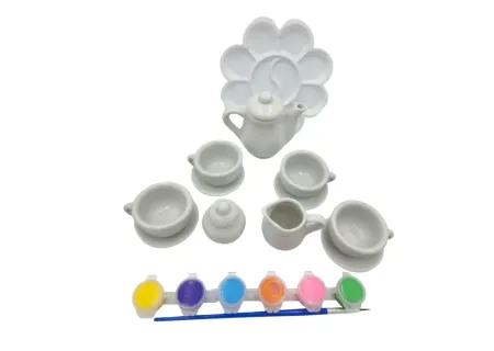 Painting Ceramic Tea Set - Playset for Kids' Creative Fun