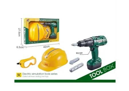 Kids Electric Drill Toy Set with Helmet & Safety Goggles | Fun & Safe