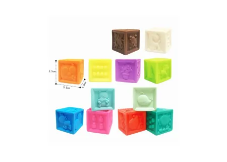 Soft Plastic Baby Blocks – 12pcs Educational Building Toys for Toddler