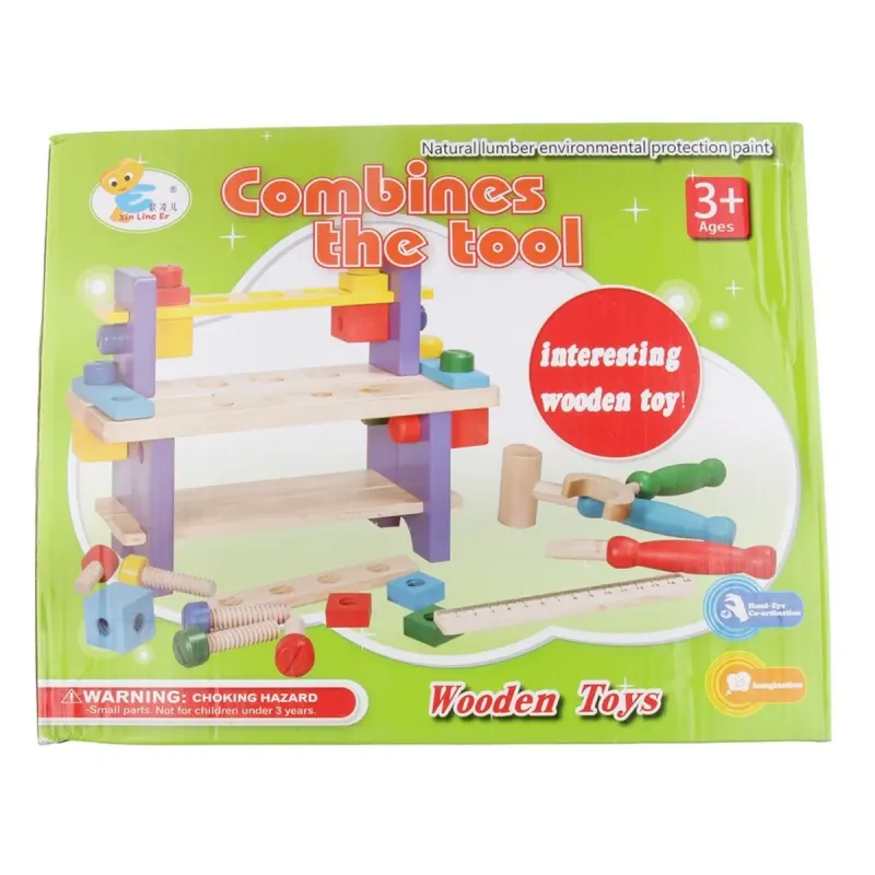Wooden Tool Set for Toddlers – Pretend Play Workshop and Builder Tools Wooden Tool Set for Toddlers – Pretend Play Workshop and Builder Tools