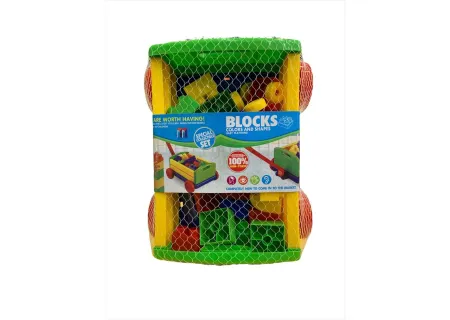 Pull Along Toy Wagon with 24 Colorful Blocks – Fun & Educational