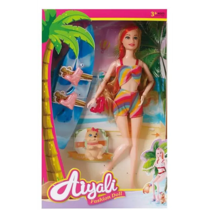 Doll with Surfboard & Dog Toy Set for Adventure Play Doll with Surfboard & Dog Toy Set for Adventure Play
