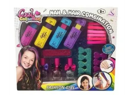 Bxd Hair Chalk and Nail Set - Fun Hair and Nail Makeover Kit for Kids