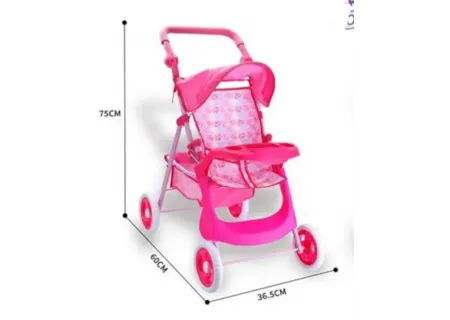Toy Doll Stroller with Footrest | Realistic & Foldable Play