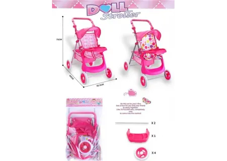 Toy Doll Stroller with Footrest | Realistic & Foldable Play