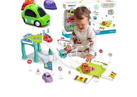 "Track Toys Parking Lot Playset: Organize & Race!"