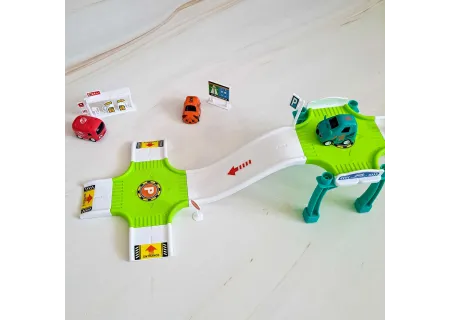 "Track Toys Parking Lot Playset: Organize & Race!"