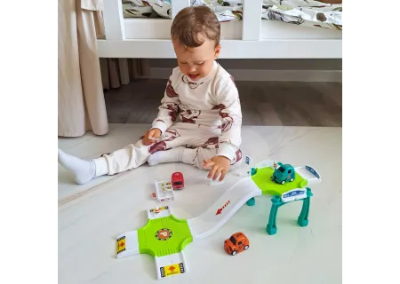 "Track Toys Parking Lot Playset: Organize & Race!"
