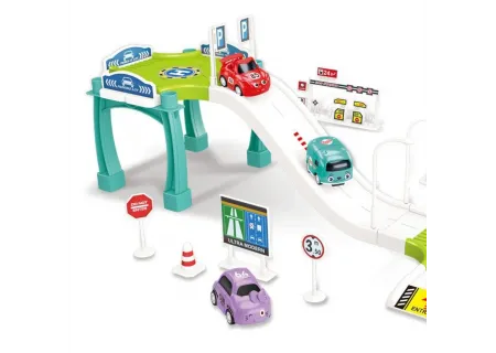 "Track Toys Parking Lot Playset: Organize & Race!"