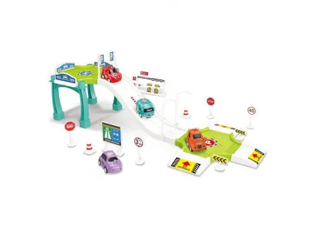 "Track Toys Parking Lot Playset: Organize & Race!"