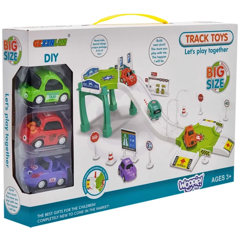 "Track Toys Parking Lot Playset: Organize & Race!" "Track Toys Parking Lot Playset: Organize & Race!"