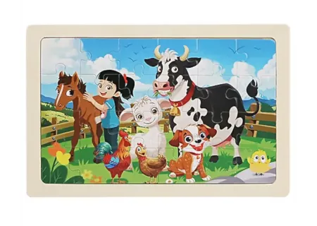 24-Piece Wooden Animal Puzzle | Educational & Eco-Friendly Toy